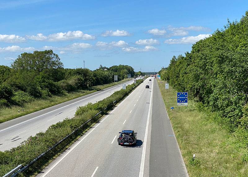 Grenzübergang nach Dänemark auf der A7