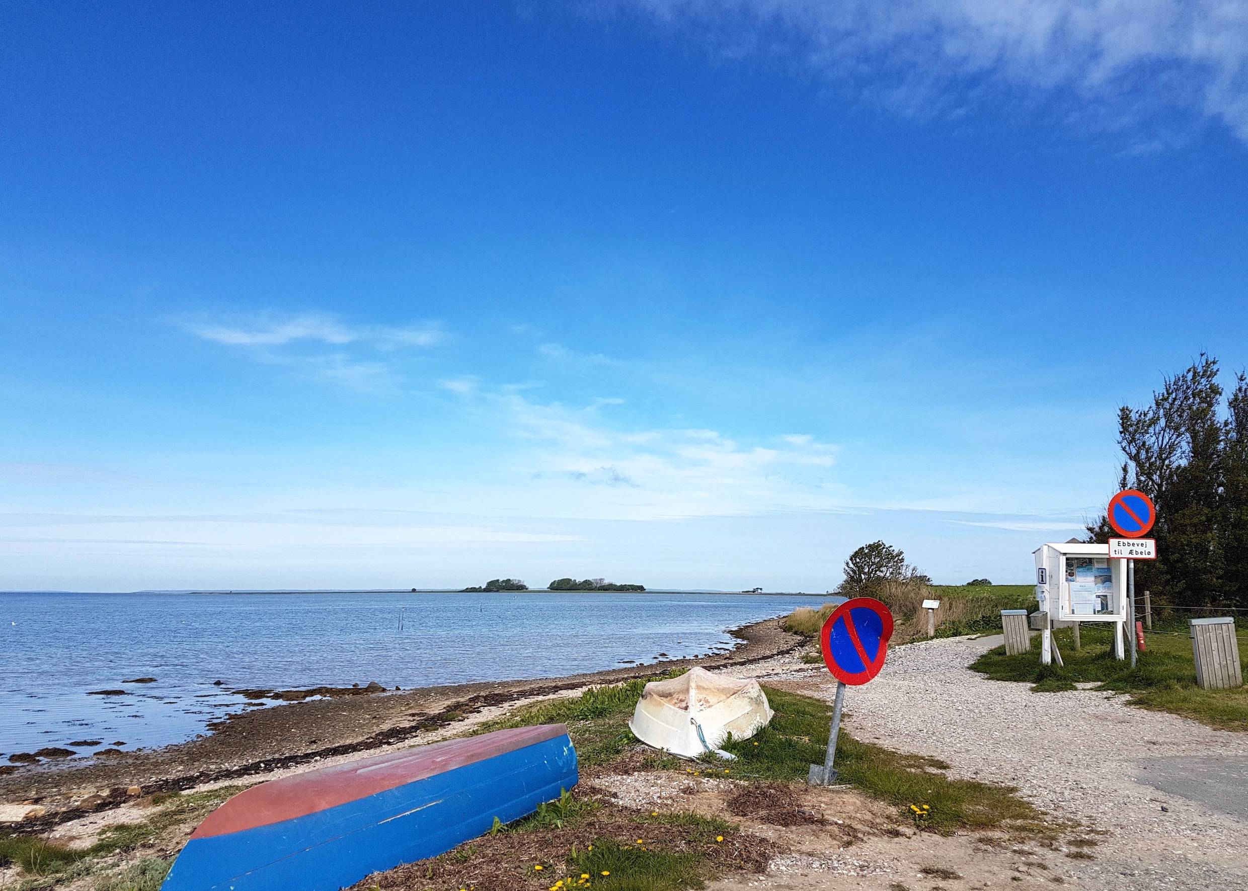 Blick auf eine kleine Insel im Ostseewatt