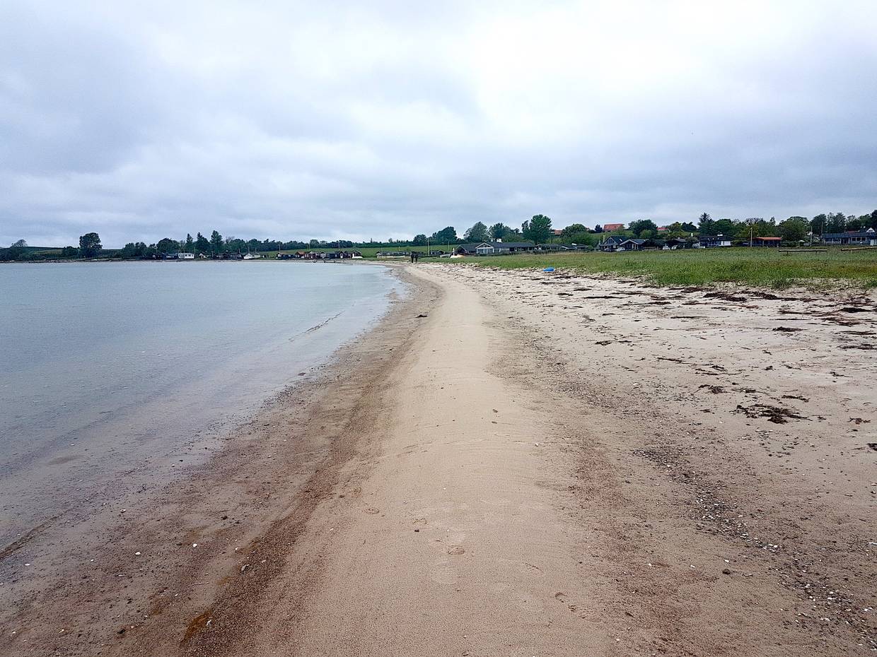 Sandstrand, im Hintergrund Ferienhäuser