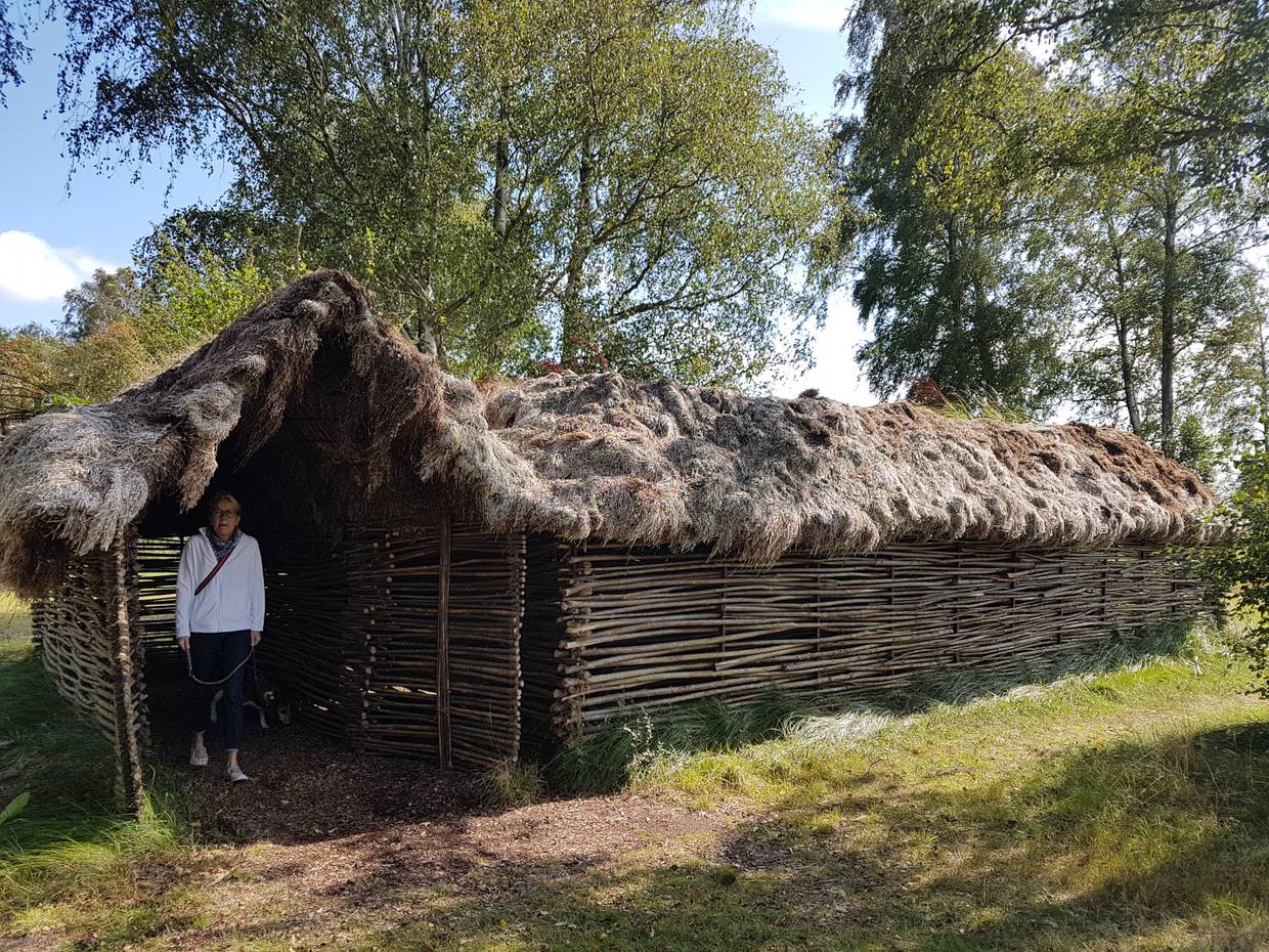 Hütte aus Weidenruten mit Tangdach