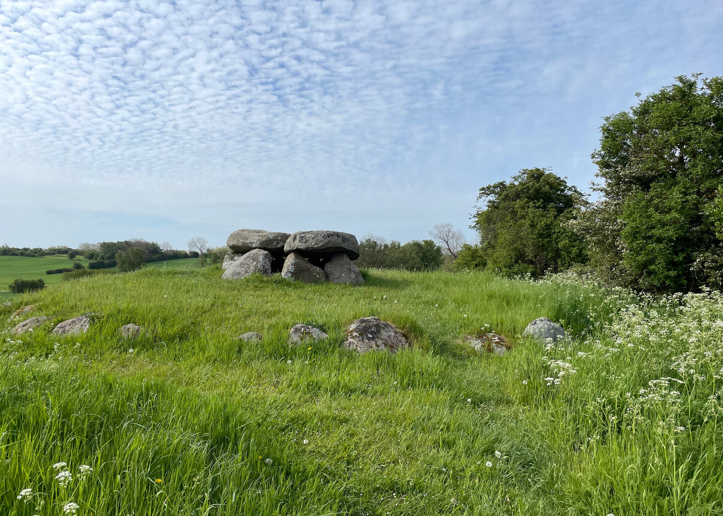 Steinzeitlicher Dolmen in einer üppig grünen Landschaft