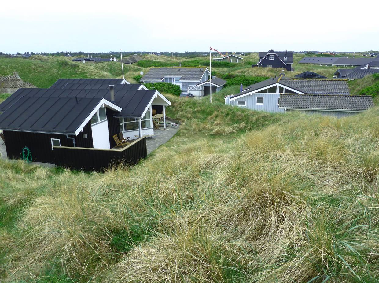 Ferienhäsuer zwischen Strandhafer und flachen Dünen