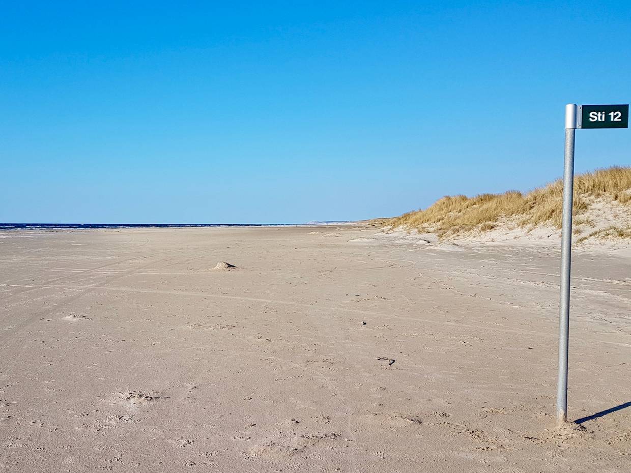 Straßenschild mit einer 12 auf dem Strand