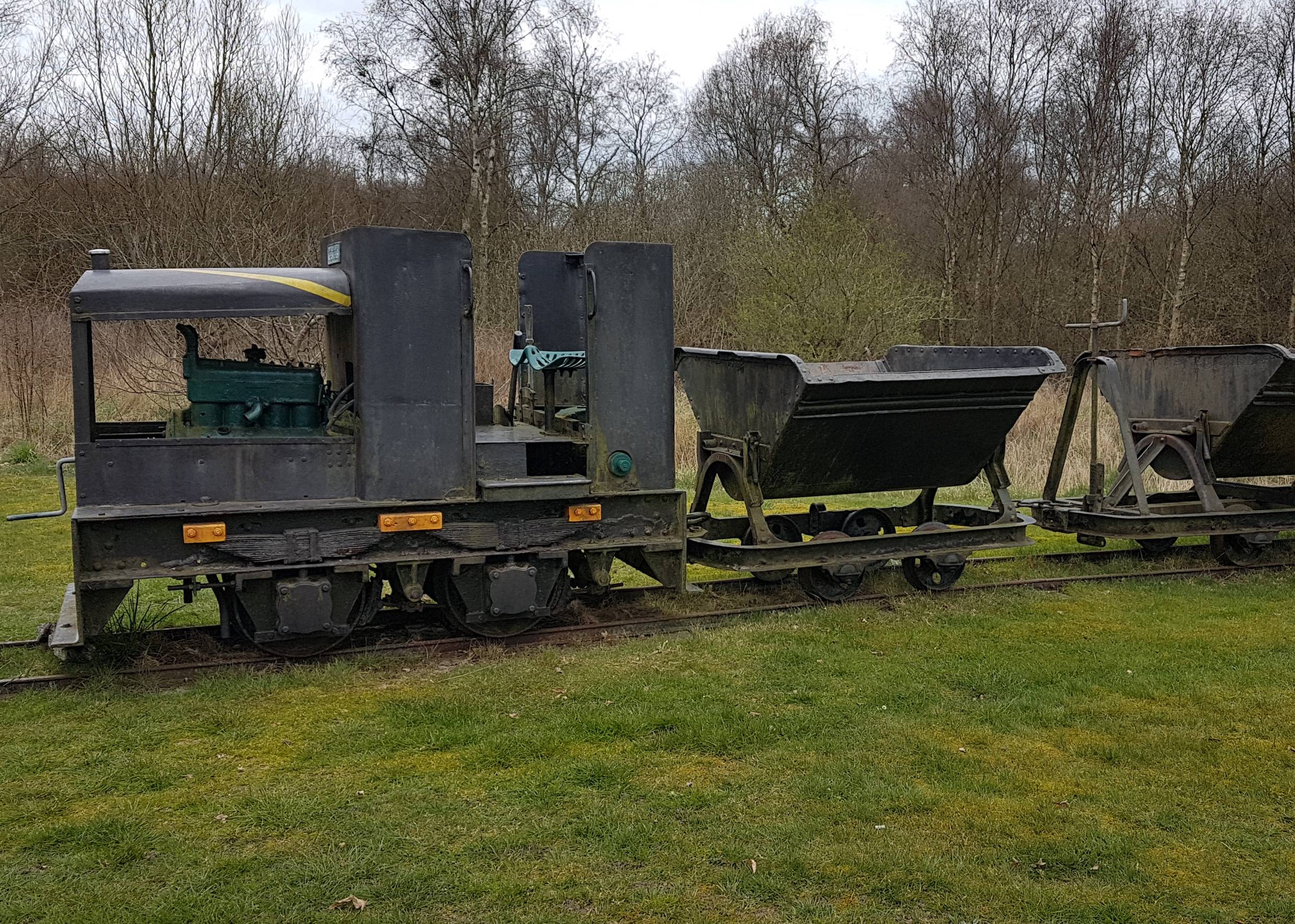 Kleine, etwas angerostet Torfbahn auf einer Wiese