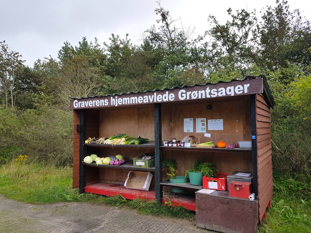 Holzverschlag an der Straße mit frischem Gemüse