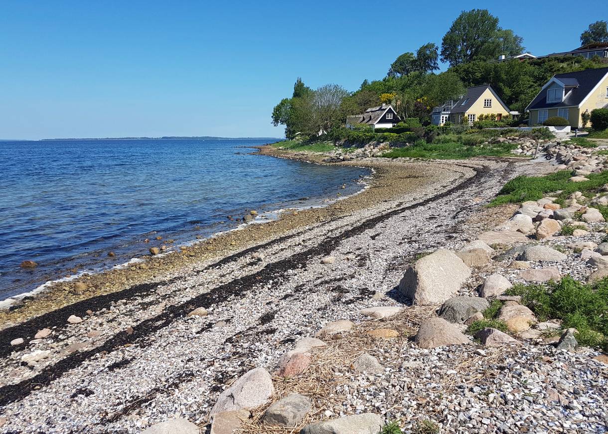 Steiniger Strand am Fjord