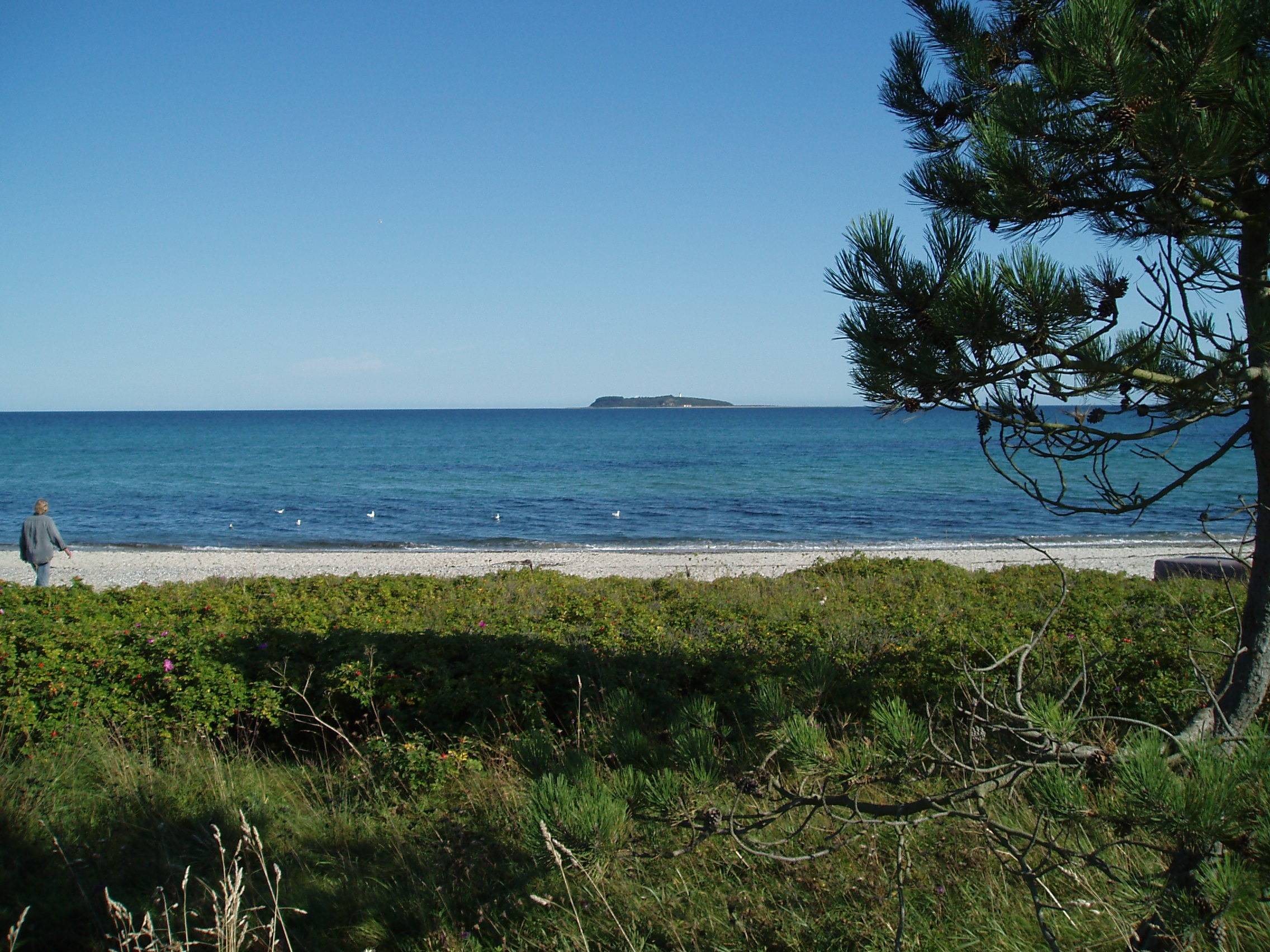 Meerblick auf die vorgelagerte Insel Hjelm