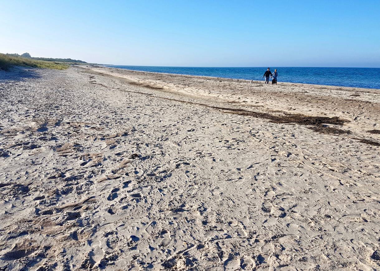 Spaziergänger an einem recht breiten Ostsestrand