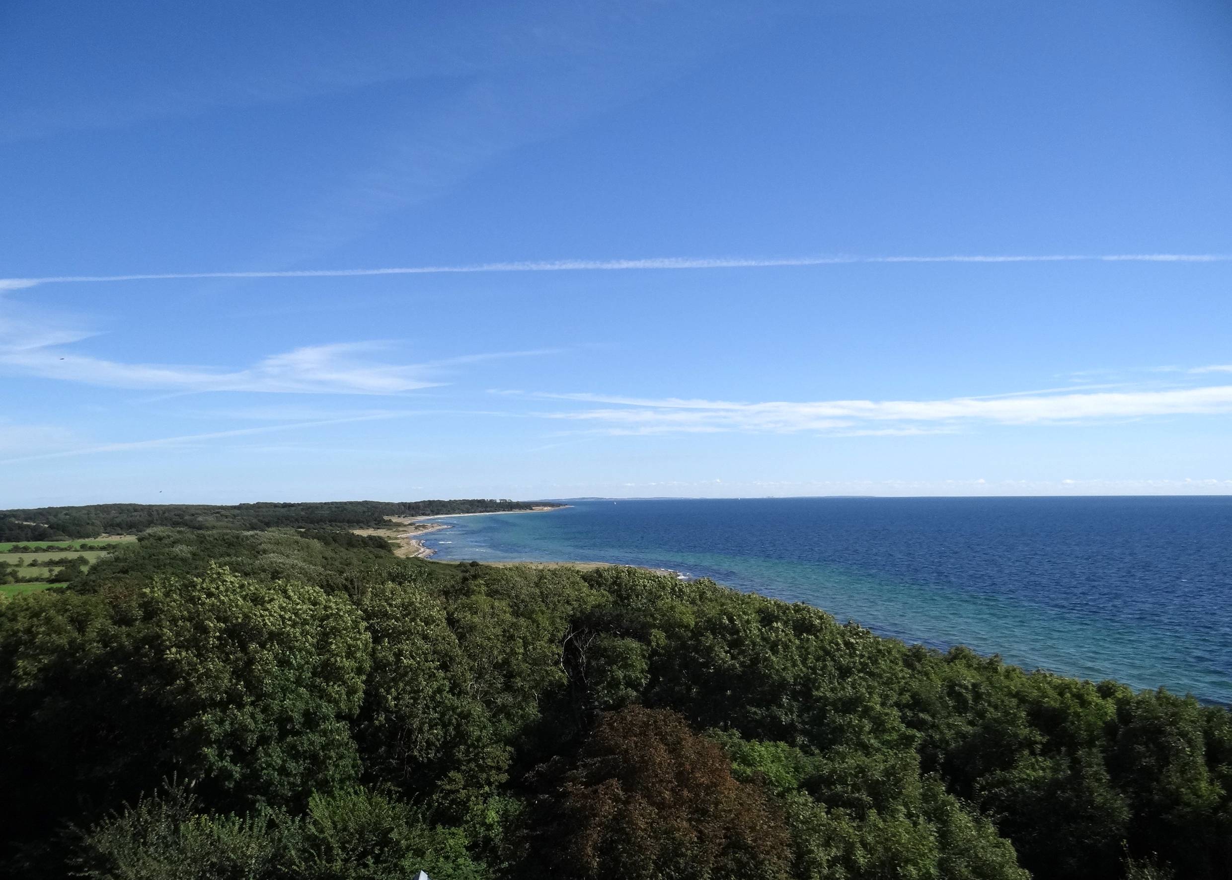 Aussicht über die bewaldete Küste vom Leuchtturm aus