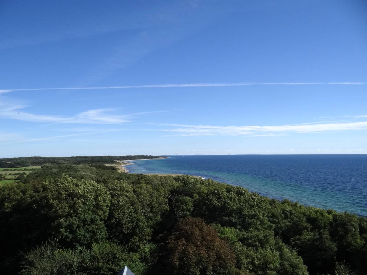 Aussicht über die bewaldete Küste vom Leuchtturm aus