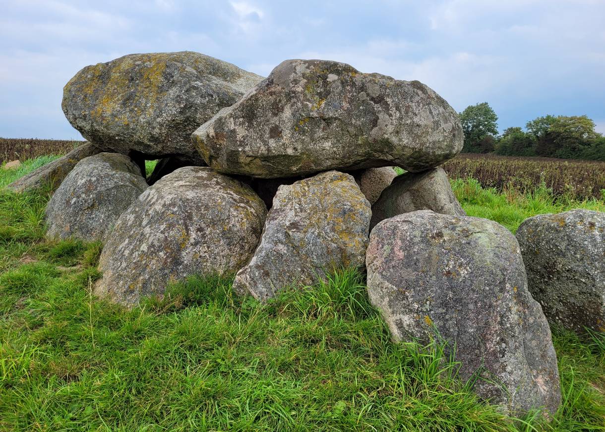 Steinzeitliches Grab auf einer Wiese