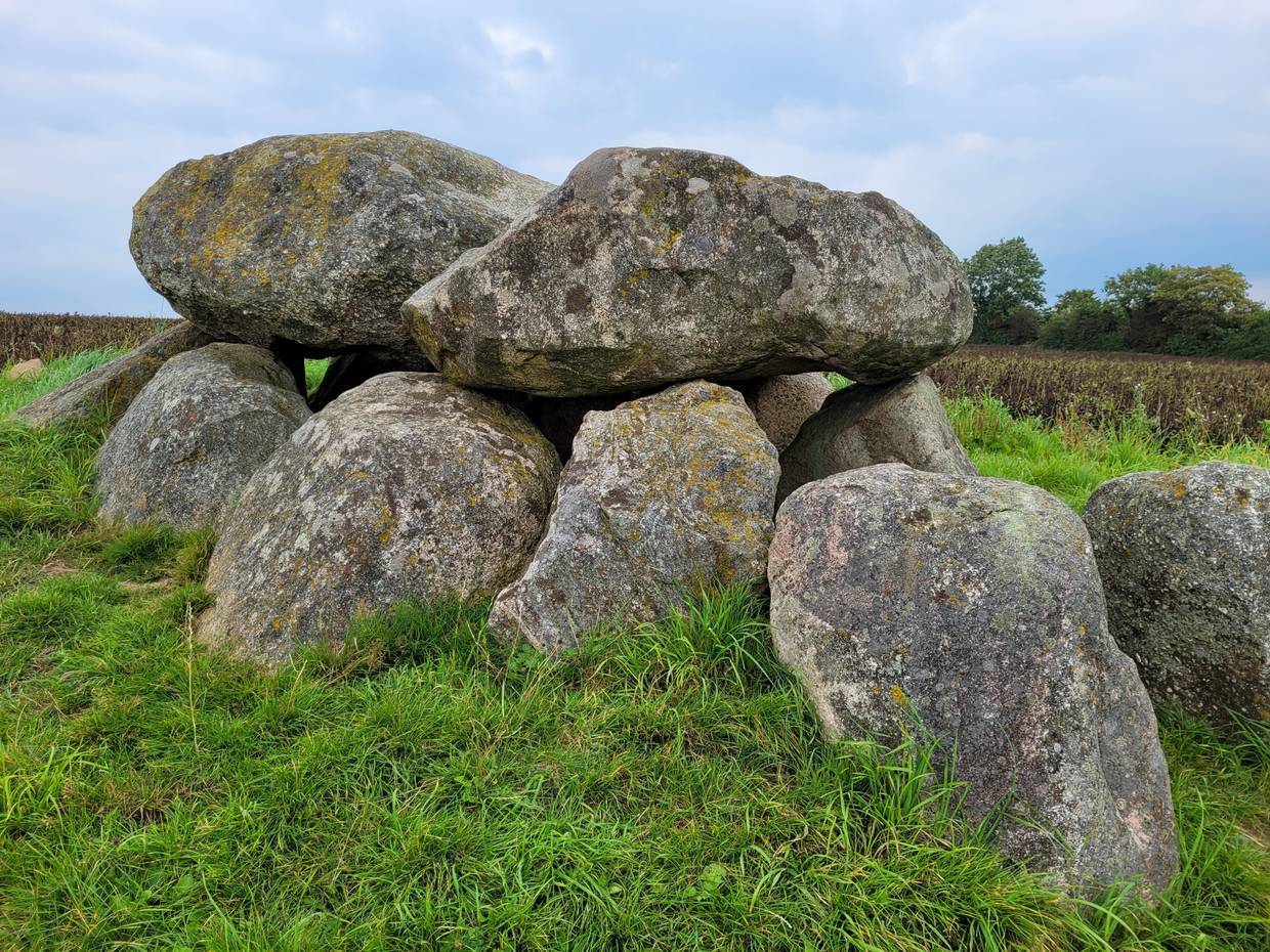 Steinzeitliches Grab auf einer Wiese