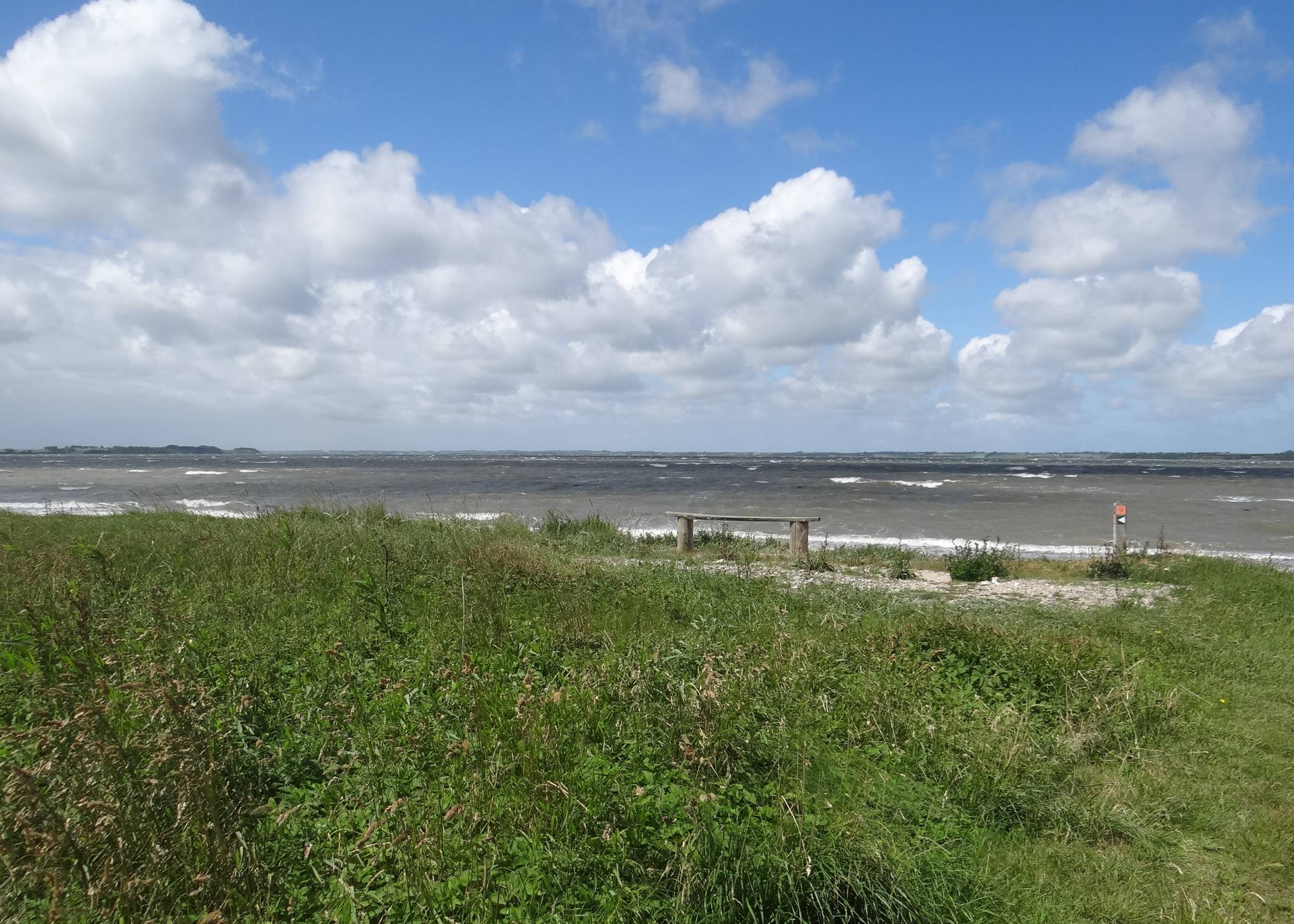 Einfache Bank am Ufer des Limfjords