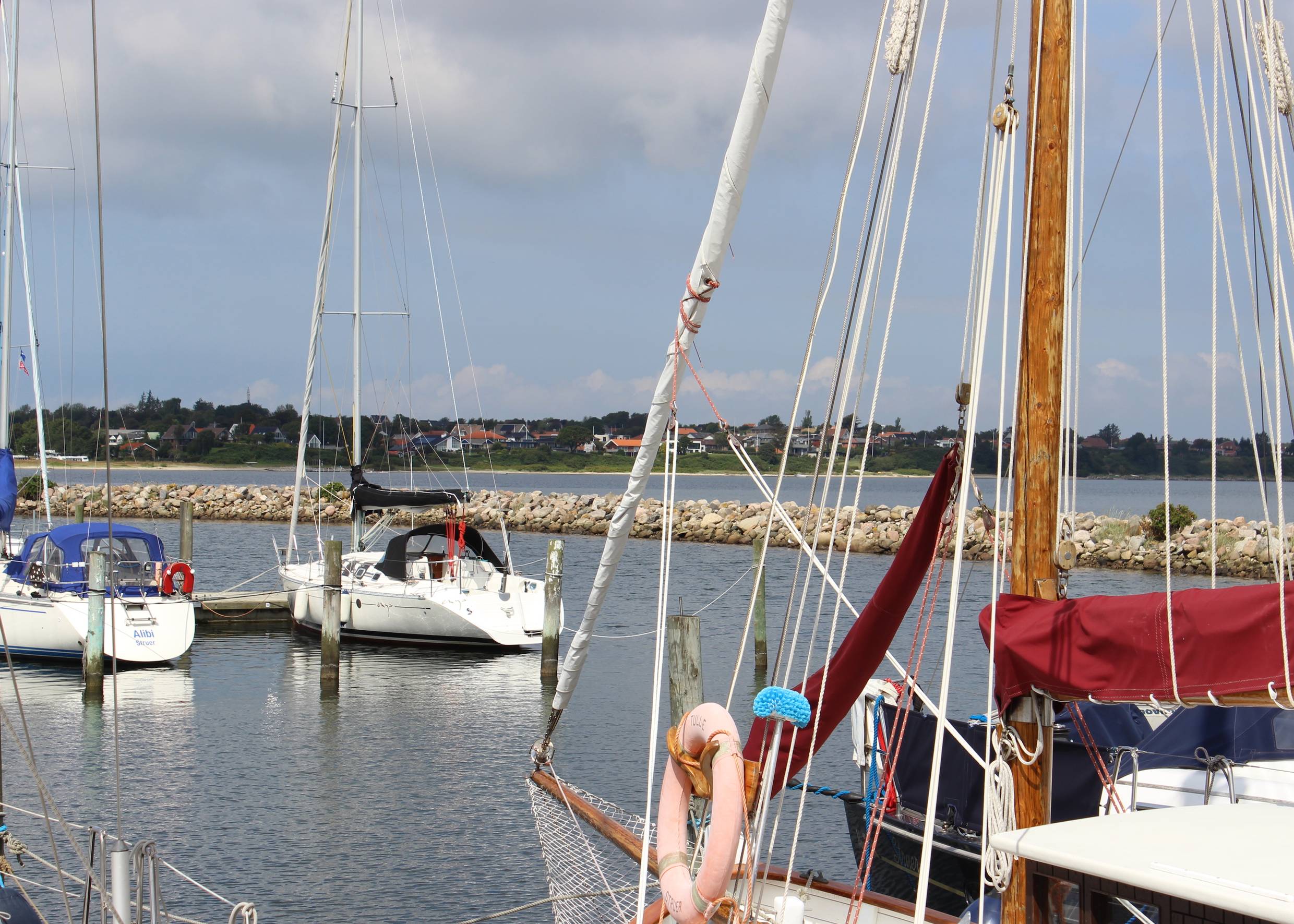 Segelboote in einem Jachthafen am Limfjord
