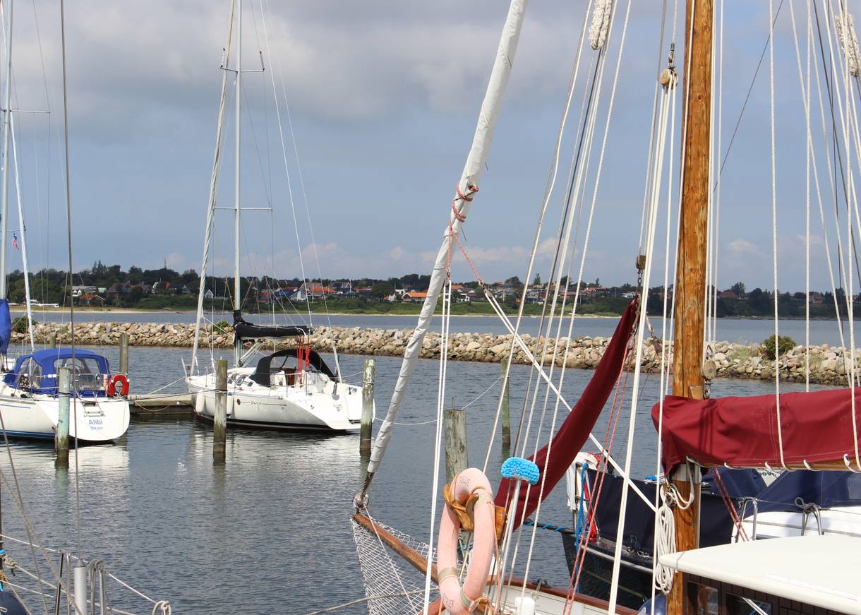 Segelboote in einem Jachthafen am Limfjord