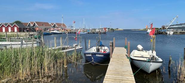 Aussicht über den kleinen Hafen in Bork Havn