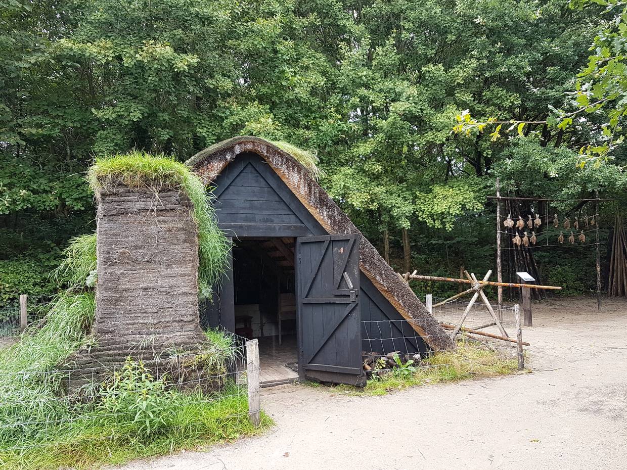 Kleine Nurdachhütte, mit Reet gedeckt