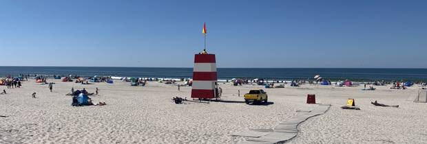 Blick über Strand von Henne
