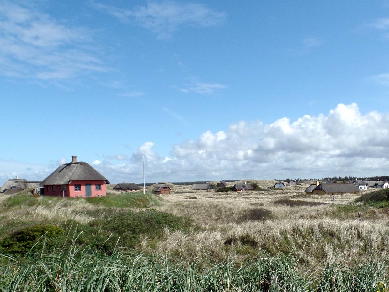 Reetdachhäuser zwischen Dünen und Strandhafer