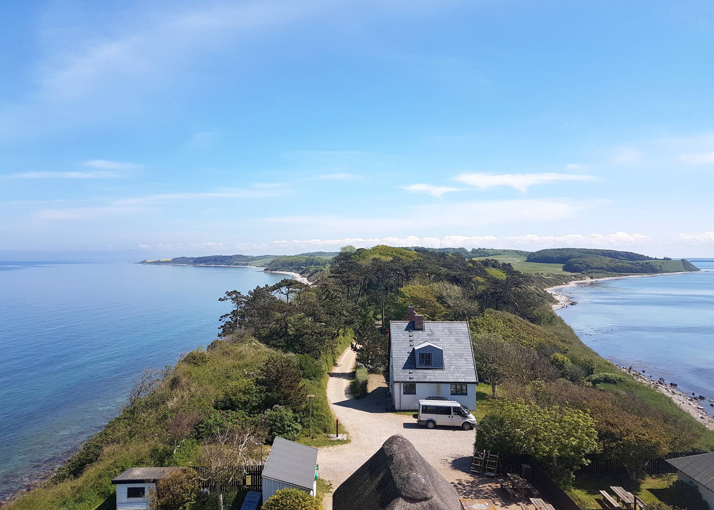 Aussicht vom Leuchtturm über die Landzunge Røsnæs